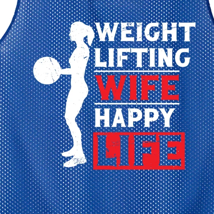 Weightlifting Wife Happy Life Gym Bodybuilding Weightlifter Cool Gift Mesh Reversible Basketball Jersey Tank