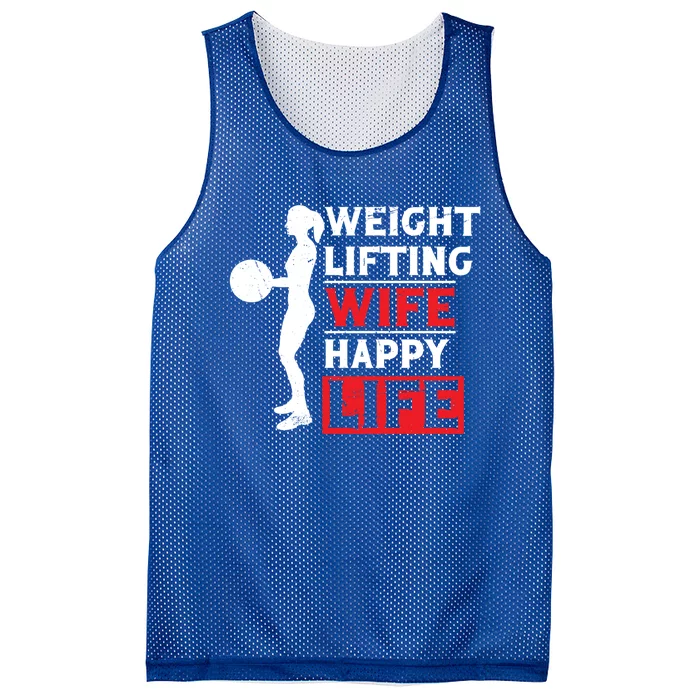 Weightlifting Wife Happy Life Gym Bodybuilding Weightlifter Cool Gift Mesh Reversible Basketball Jersey Tank