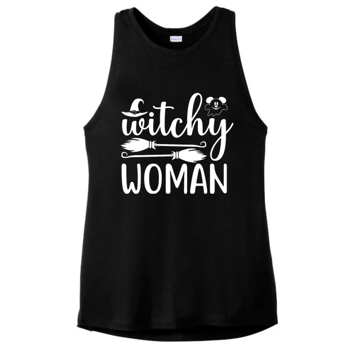 Witchy Woman Halloween Quote Ladies Tri-Blend Wicking Tank