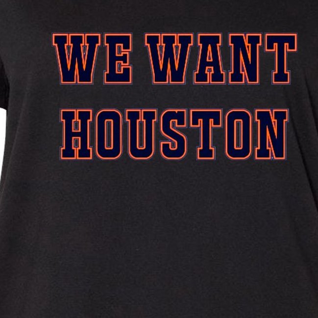 We Want Houston World Champions Baseball Lover Trending Sporty Women's V-Neck Plus Size T-Shirt