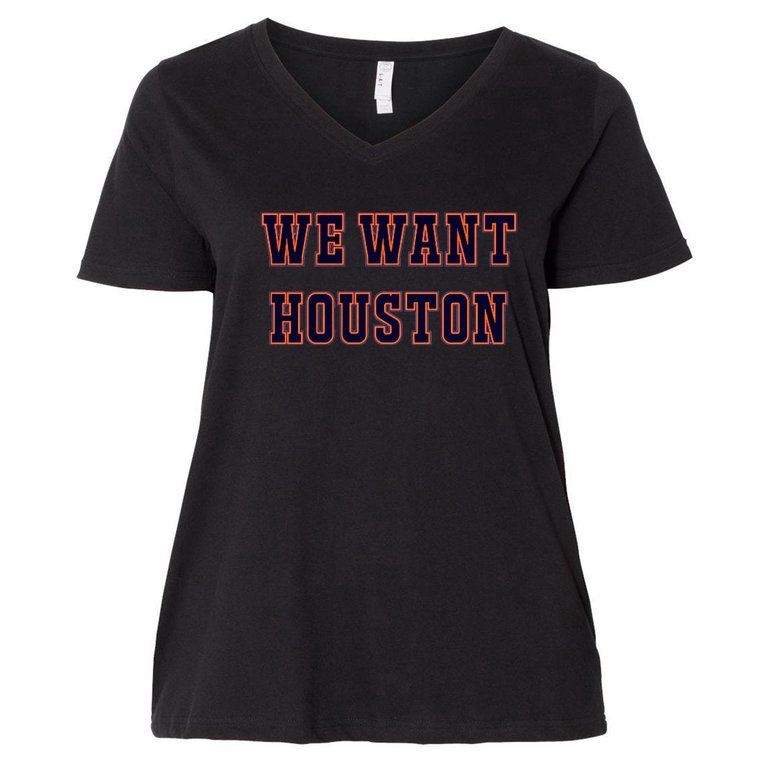 We Want Houston World Champions Baseball Lover Trending Sporty Women's V-Neck Plus Size T-Shirt