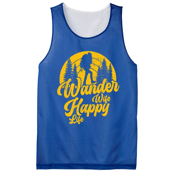 Wander Wife Happy Life Nature Wanderer Hiking Mountaineer Gift Mesh Reversible Basketball Jersey Tank