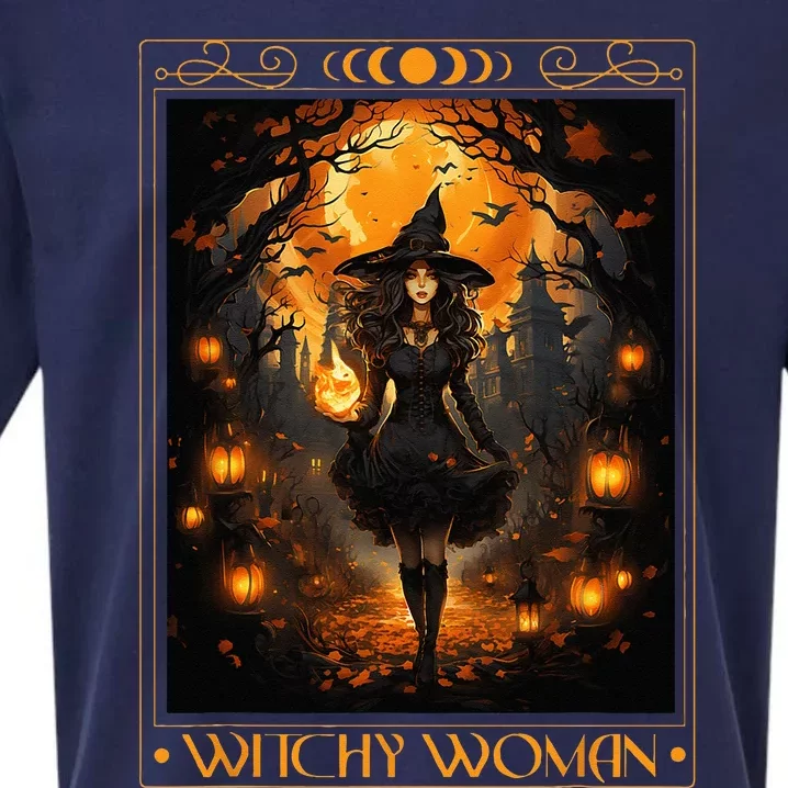 Witchy Woman Halloween Womens Witchcraft Witch Wicca Gothic Sueded Cloud Jersey T-Shirt