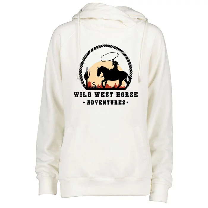 Wild West Horse Adventures Womens Funnel Neck Pullover Hood