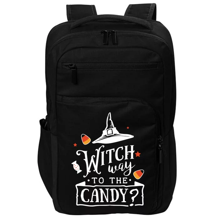 Witch Way Is The Candy Funny Halloween Impact Tech Backpack