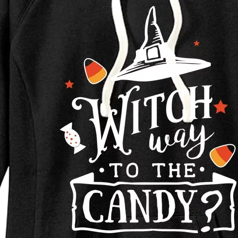 Witch Way Is The Candy Funny Halloween Women's Fleece Hoodie