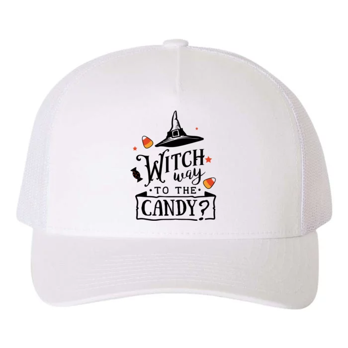 Witch Way Is The Candy Funny Halloween Yupoong Adult 5-Panel Trucker Hat