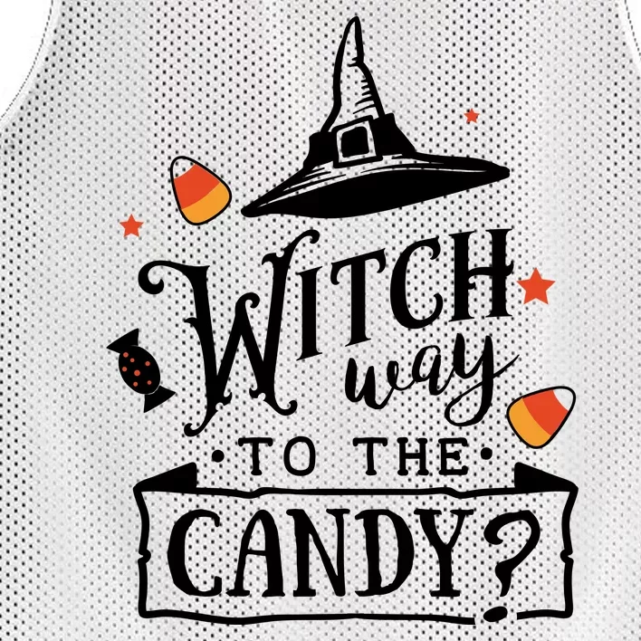 Witch Way Is The Candy Funny Halloween Mesh Reversible Basketball Jersey Tank