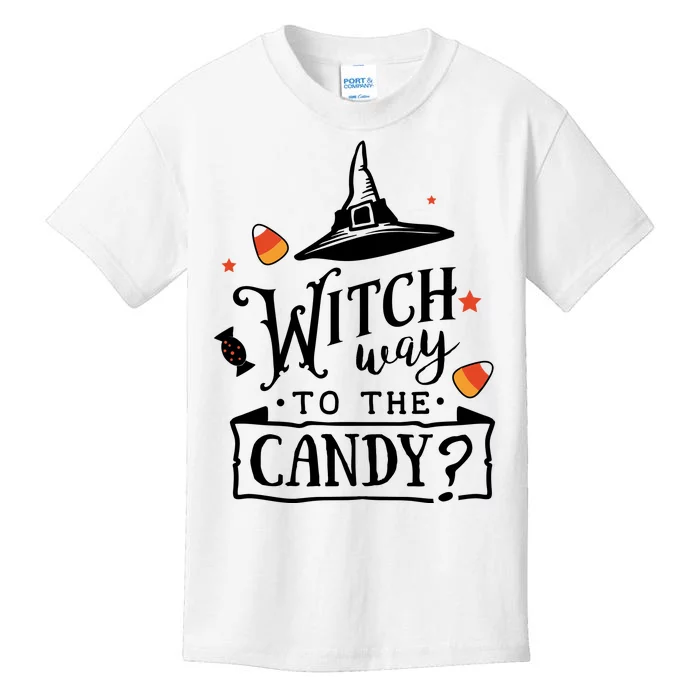 Witch Way Is The Candy Funny Halloween Kids T-Shirt