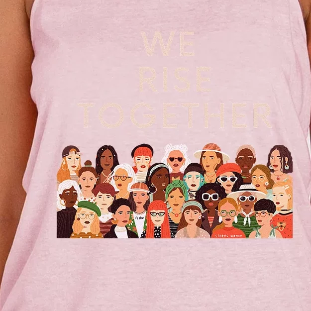 Womens Womens International Women's Day We Rise Together Feminism Women's Knotted Racerback Tank