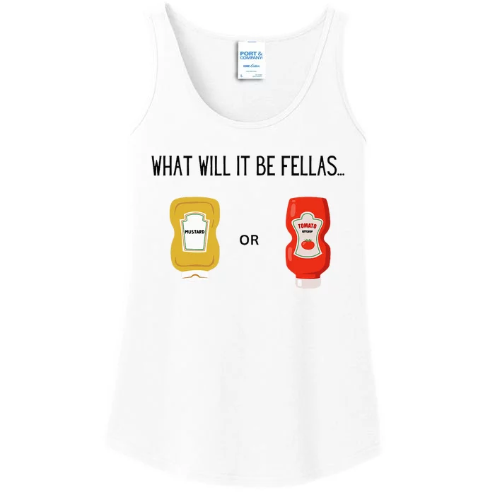 What Will It Be Ketchup or Mustard Funny Sarcastic Ladies Essential Tank