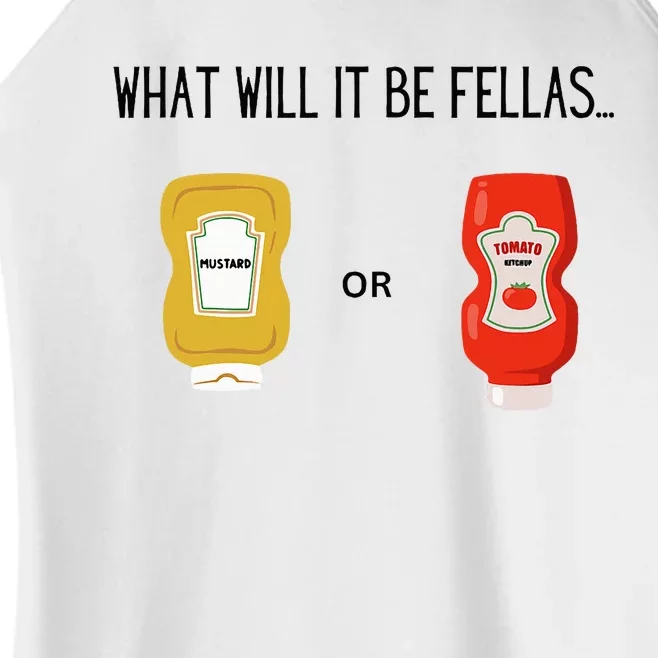 What Will It Be Ketchup or Mustard Funny Sarcastic Women’s Perfect Tri Rocker Tank