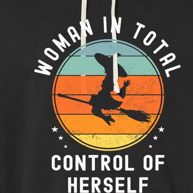 WITCH Woman In Total Control Of Herself Funny Feminist Retro Garment-Dyed Fleece Hoodie