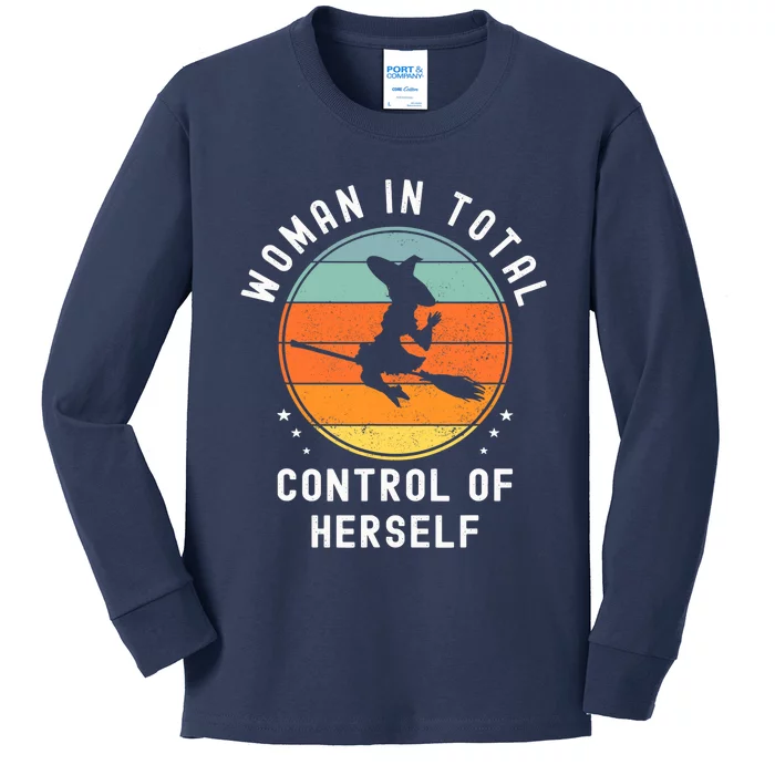 WITCH Woman In Total Control Of Herself Funny Feminist Retro Kids Long Sleeve Shirt