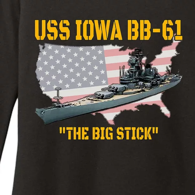 World War II Warship USS Iowa & WW2 BB61 Battleship Veteran Womens CVC Long Sleeve Shirt