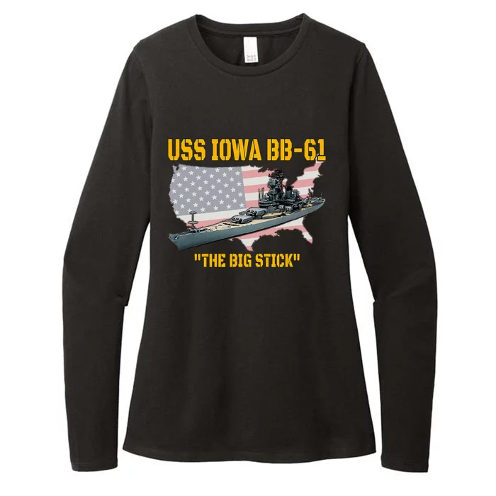 World War II Warship USS Iowa & WW2 BB61 Battleship Veteran Womens CVC Long Sleeve Shirt