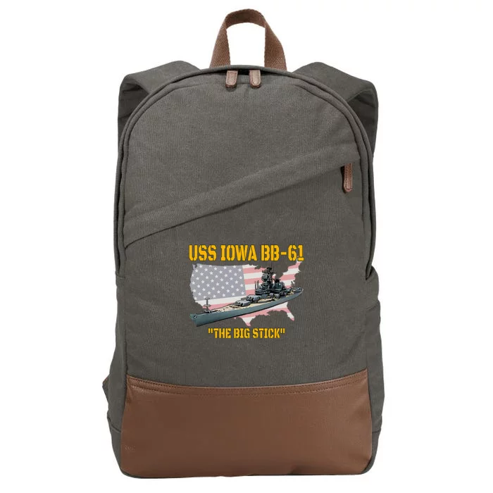 World War II Warship USS Iowa & WW2 BB61 Battleship Veteran Cotton Canvas Backpack