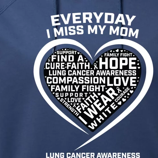 Wear White In Memory Of I Miss My Mom Lung Cancer Awareness Funny Gift Performance Fleece Hoodie