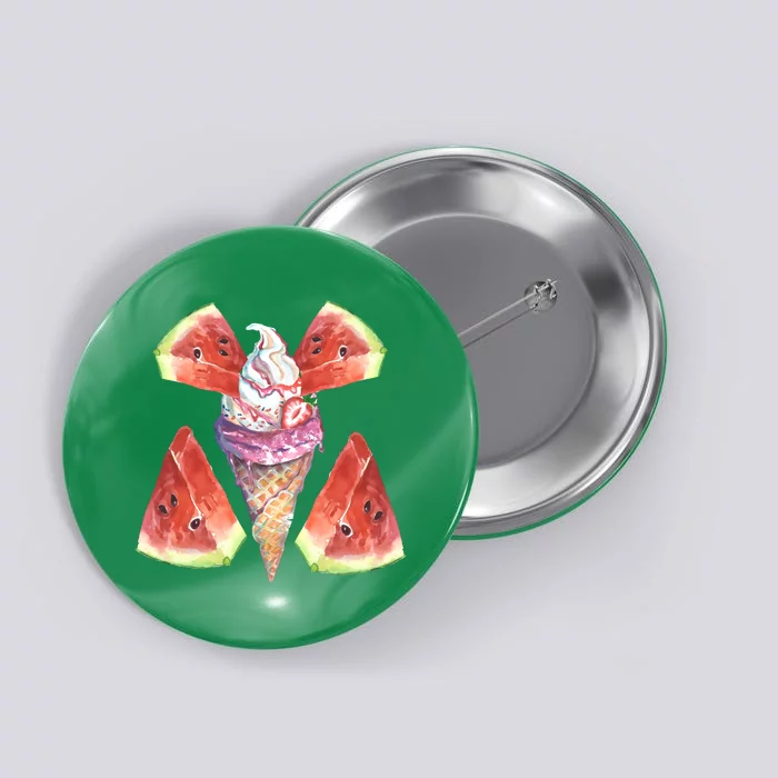 Watermelon With Ice Cream Art Button