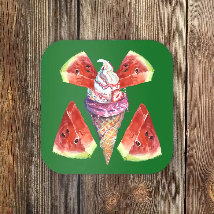 Watermelon With Ice Cream Art Coaster