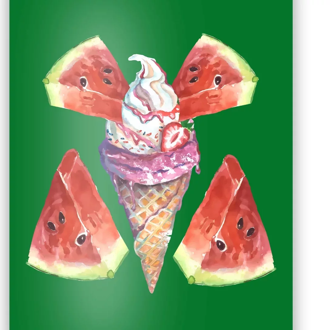 Watermelon With Ice Cream Art Poster