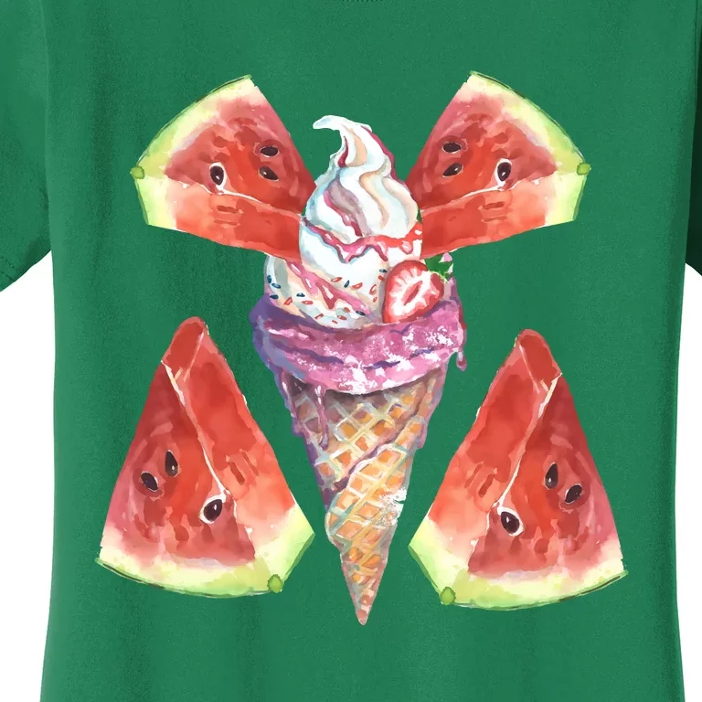 Watermelon With Ice Cream Art Women's T-Shirt