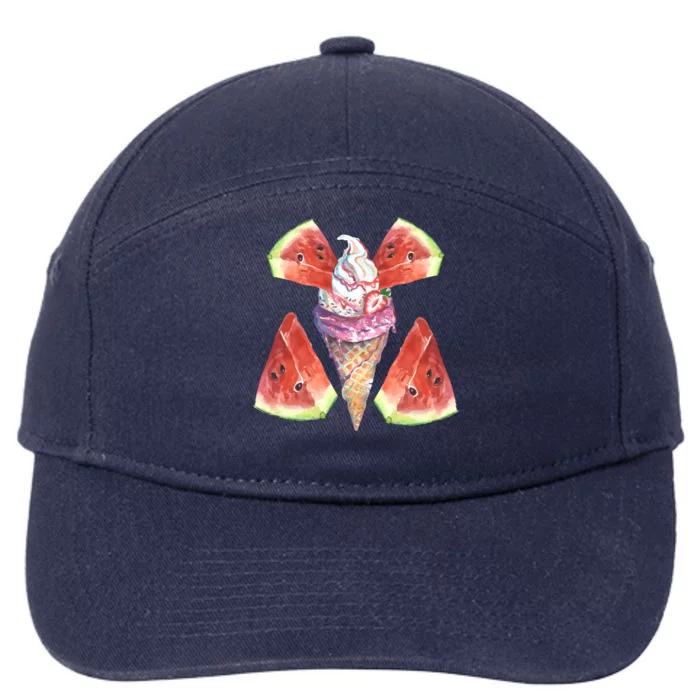 Watermelon With Ice Cream Art 7-Panel Snapback Hat