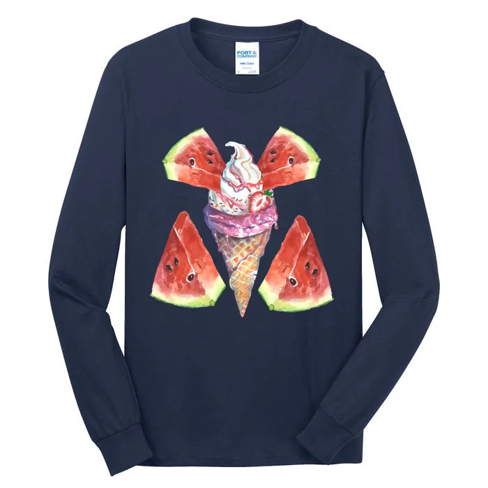 Watermelon With Ice Cream Art Tall Long Sleeve T-Shirt