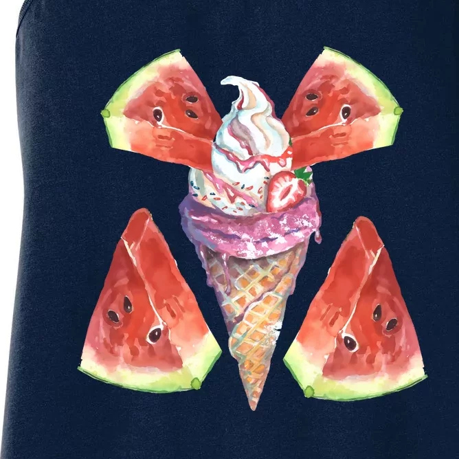 Watermelon With Ice Cream Art Women's Racerback Tank