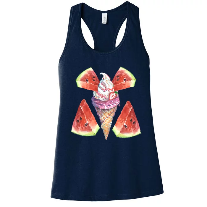 Watermelon With Ice Cream Art Women's Racerback Tank