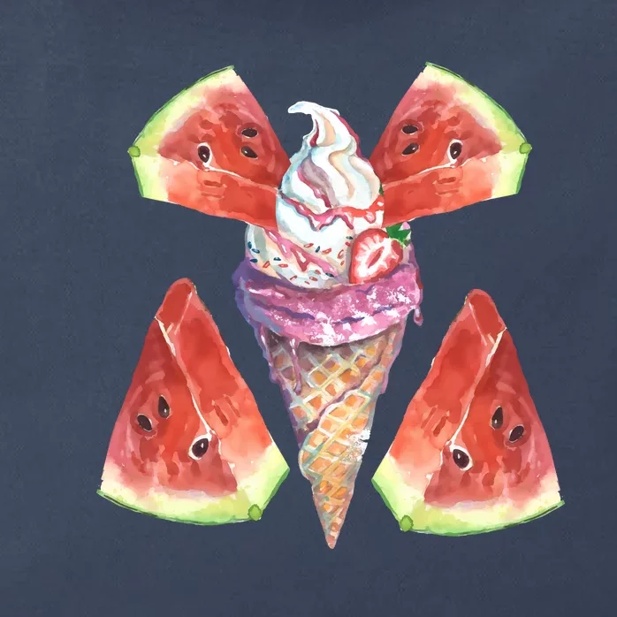 Watermelon With Ice Cream Art Zip Tote Bag