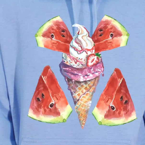 Watermelon With Ice Cream Art Unisex Surf Hoodie