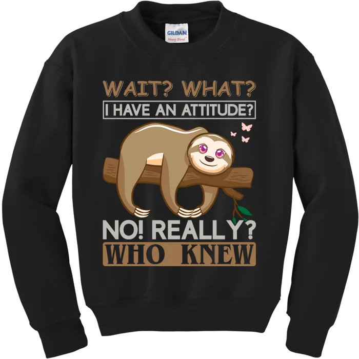 Wait What I Have An Attitude No Really Who Knew Kids Sweatshirt