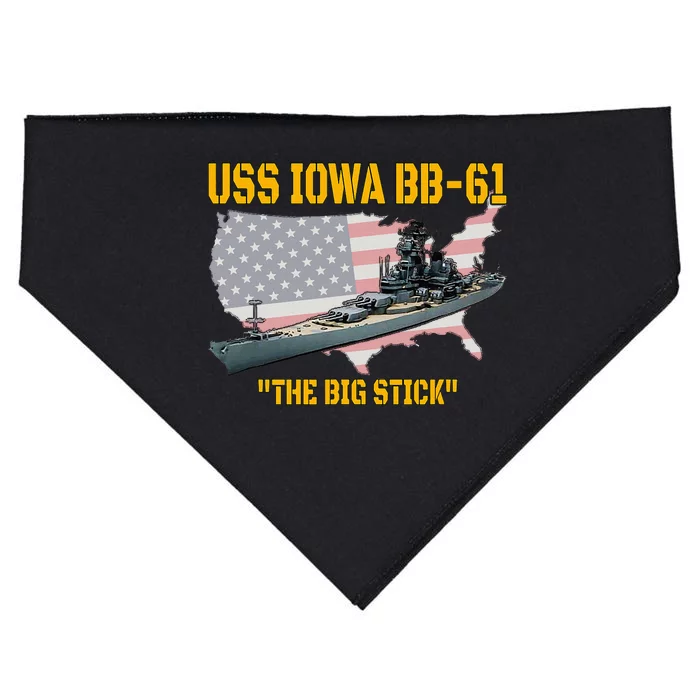 World War Ii Warship Uss Iowa & Ww2 Bb61 Battleship Veteran USA-Made Doggie Bandana