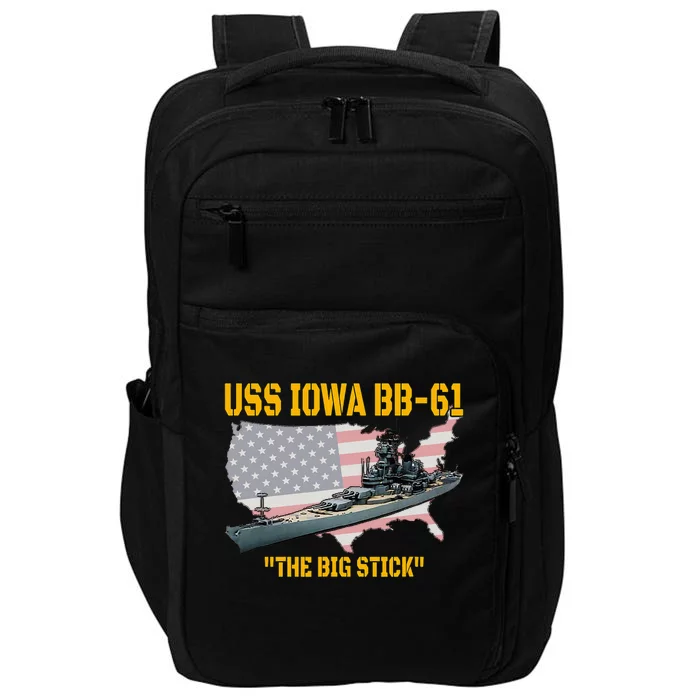 World War Ii Warship Uss Iowa & Ww2 Bb61 Battleship Veteran Impact Tech Backpack