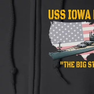 World War Ii Warship Uss Iowa & Ww2 Bb61 Battleship Veteran Full Zip Hoodie