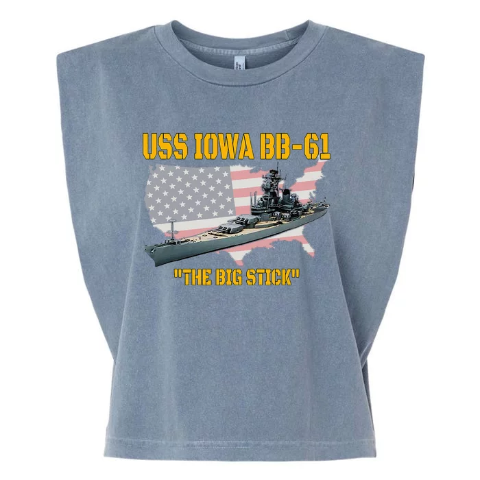 World War Ii Warship Uss Iowa & Ww2 Bb61 Battleship Veteran Garment-Dyed Women's Muscle Tee