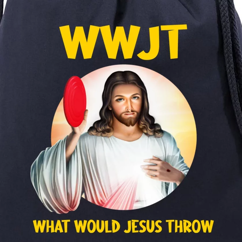 What Would Jesus Throw Disc Golf Golfer Frisbee Cute Gift Drawstring Bag