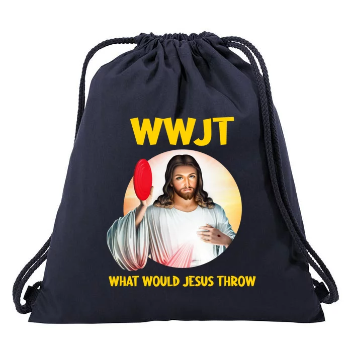 What Would Jesus Throw Disc Golf Golfer Frisbee Cute Gift Drawstring Bag