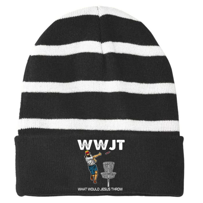 What Would Jesus Throw Golf Disc Striped Beanie with Solid Band