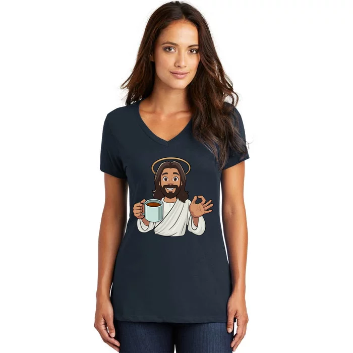 What Would Jesus Brew Women's V-Neck T-Shirt