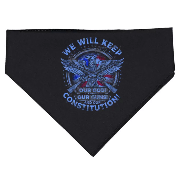 We Will Keep Our God Guns And Constitution 2nd Amendment USA-Made Doggie Bandana