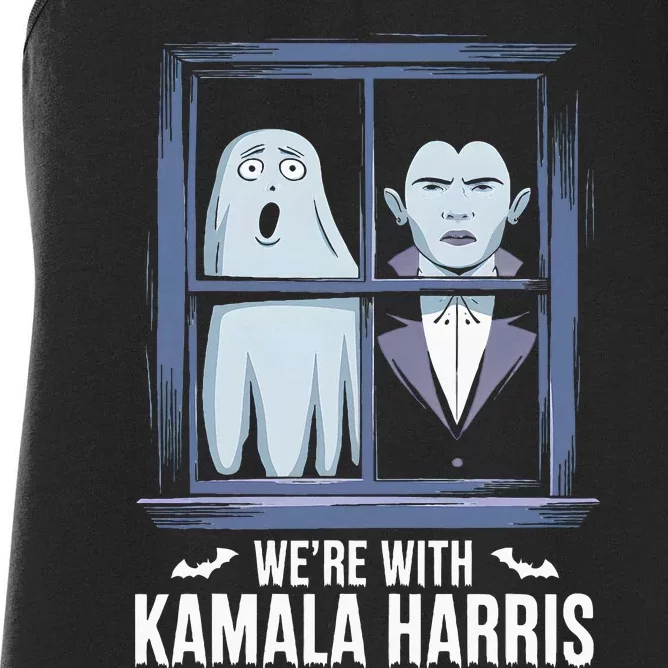 WeRe With Kamala Harris Spooky Ghost Vampire Halloween Women's Racerback Tank