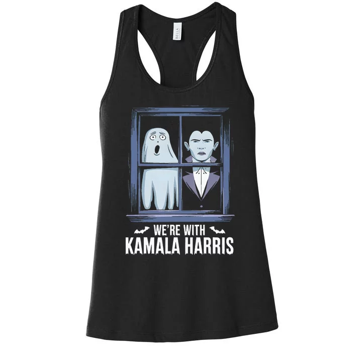 WeRe With Kamala Harris Spooky Ghost Vampire Halloween Women's Racerback Tank