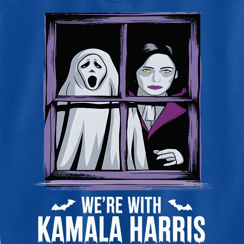 WeRe With Kamala Harris Scarry Halloween Ghost Vampire Kids Sweatshirt