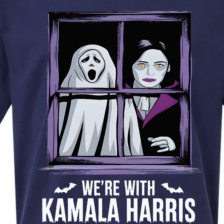 WeRe With Kamala Harris Scarry Halloween Ghost Vampire Sueded Cloud Jersey T-Shirt