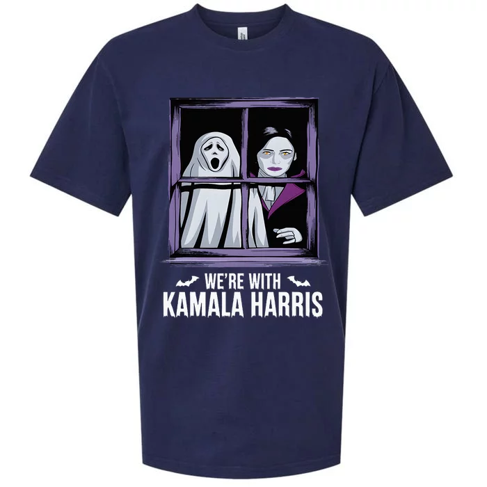 WeRe With Kamala Harris Scarry Halloween Ghost Vampire Sueded Cloud Jersey T-Shirt