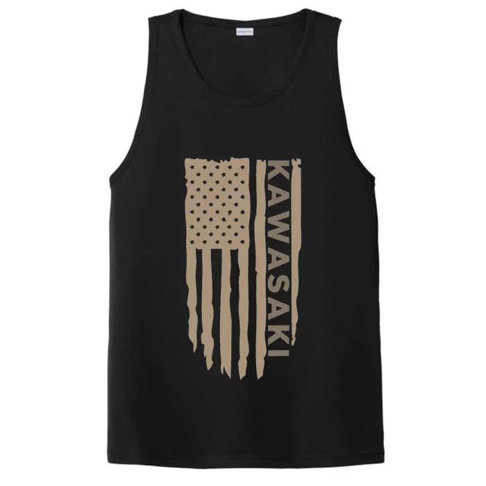 Wandering Wheels Kawasaki American Flag Performance Tank