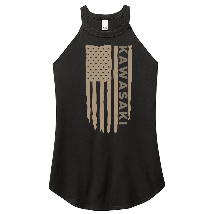 Wandering Wheels Kawasaki American Flag Women’s Perfect Tri Rocker Tank