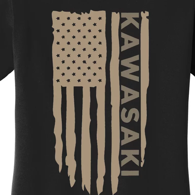 Wandering Wheels Kawasaki American Flag Women's T-Shirt